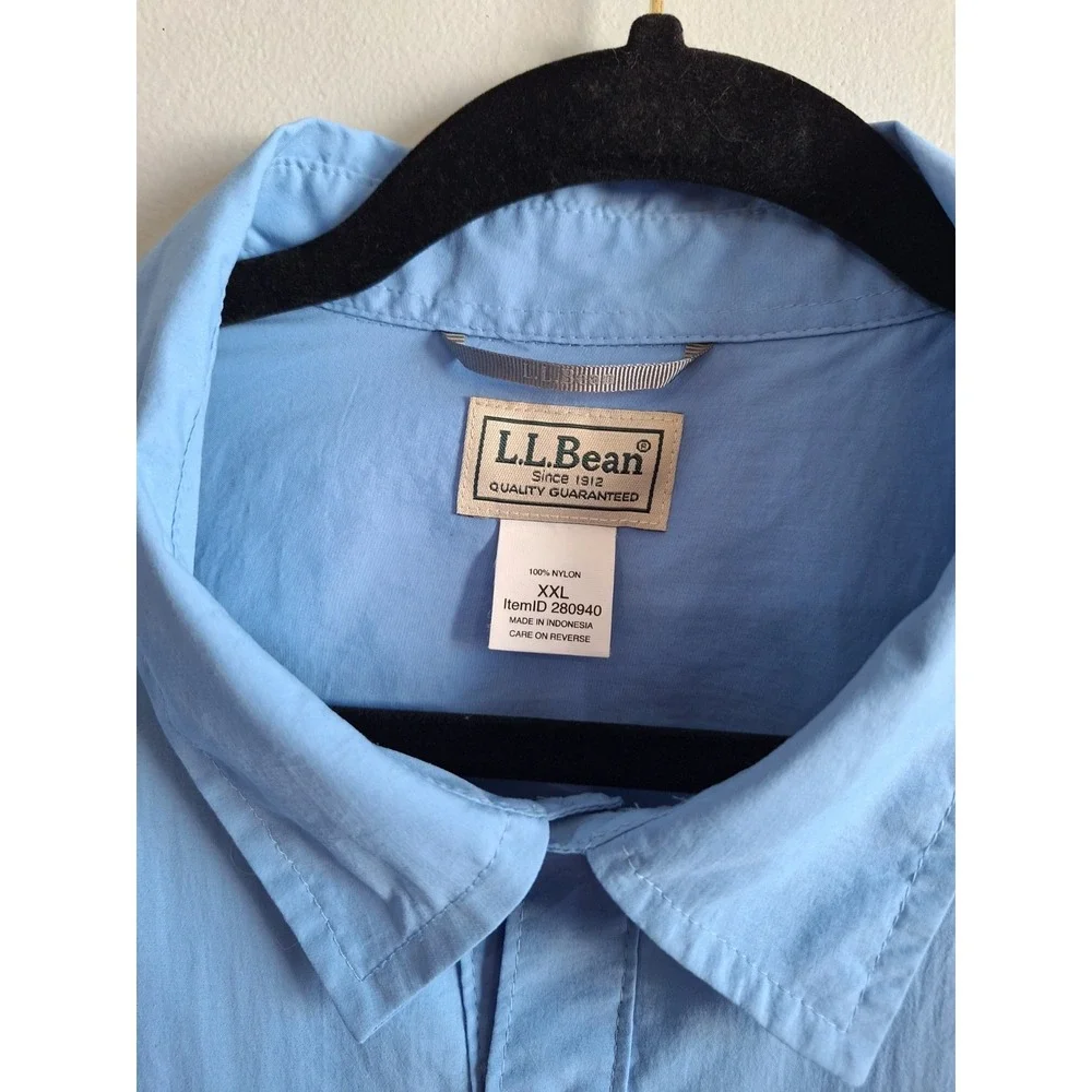 L.L. Bean‎ Nylon Vented Fishing Button Up Shirt Mens XXL Blue Hiking Camping